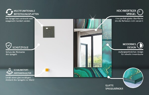 Specchio con cornice stampata Disegno astratto giallo