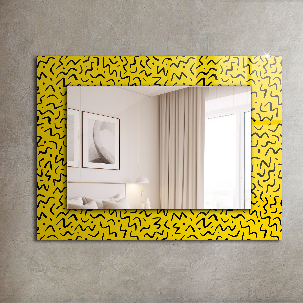 Specchio con cornice stampata Disegno astratto giallo