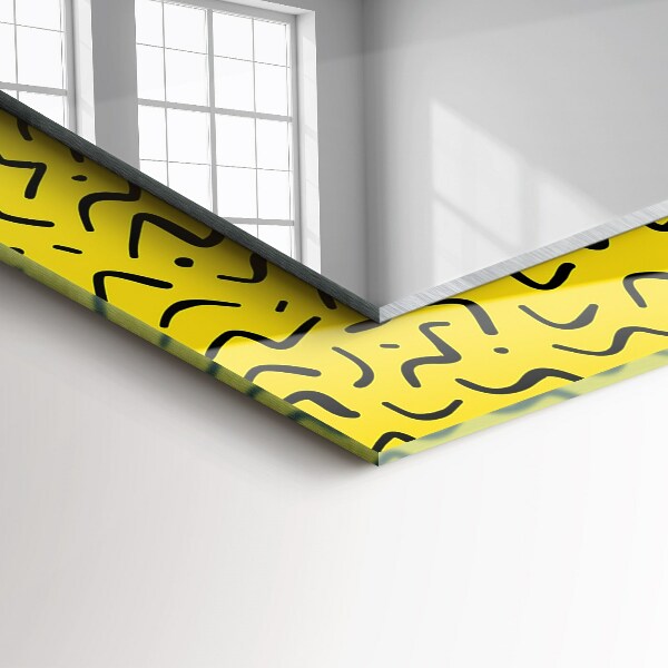 Specchio con cornice stampata Disegno astratto giallo