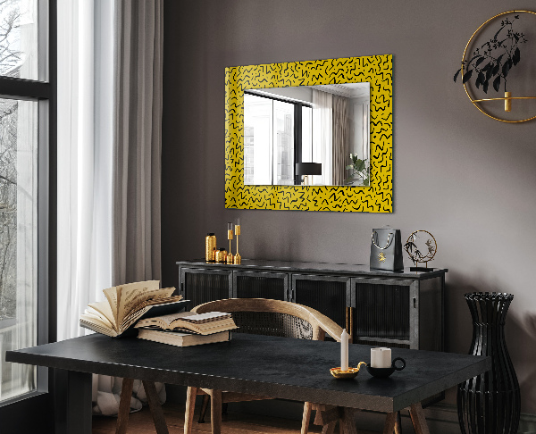 Specchio con cornice stampata Disegno astratto giallo