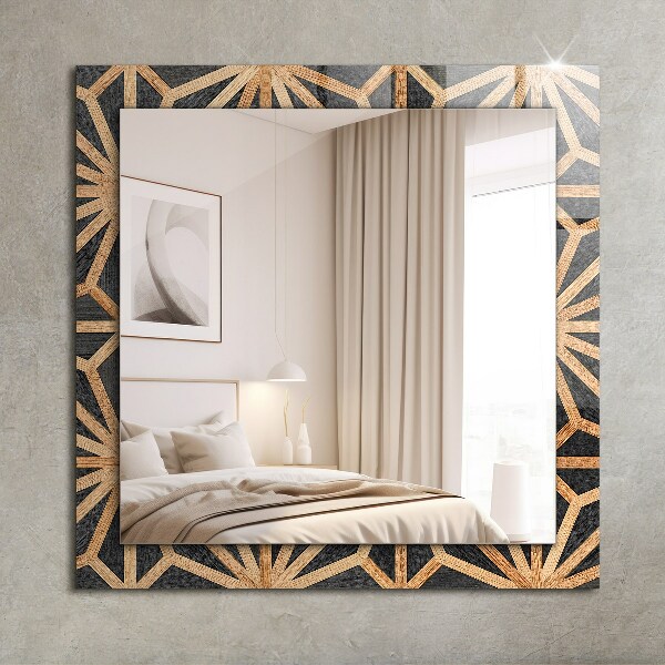 Specchio con cornice stampata Motivo geometrico in legno