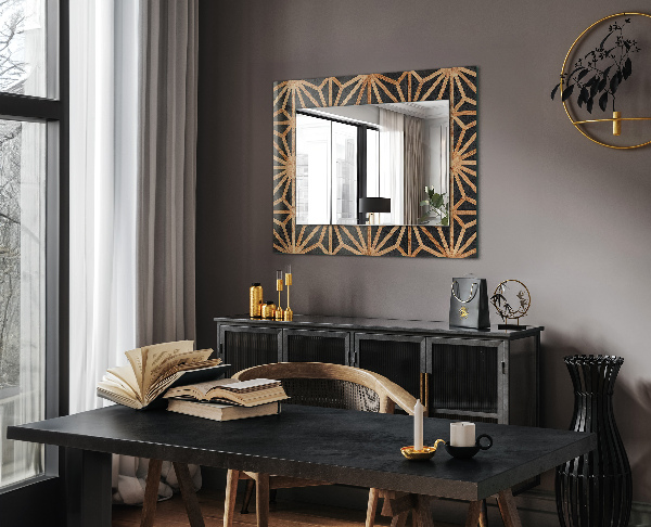 Specchio con cornice stampata Motivo geometrico in legno