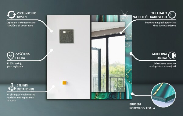 Specchio con cornice stampata Motivi astratti arancioni