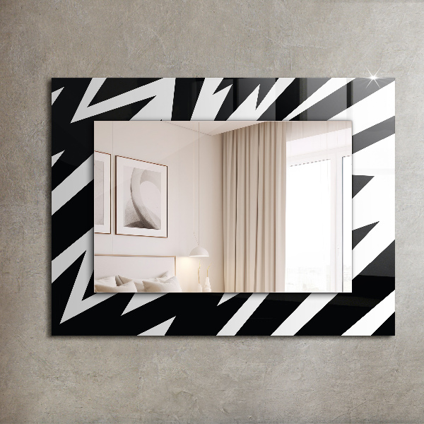 Specchio con cornice stampata Geometrico in bianco e nero