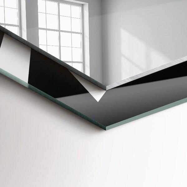 Specchio con cornice stampata Geometrico in bianco e nero
