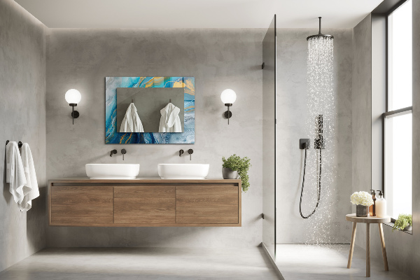 Specchio con cornice stampata Resina astratta di marmo