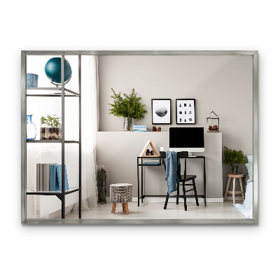 Specchio rettangolare minimalista con cornice argentata 70x50 cm