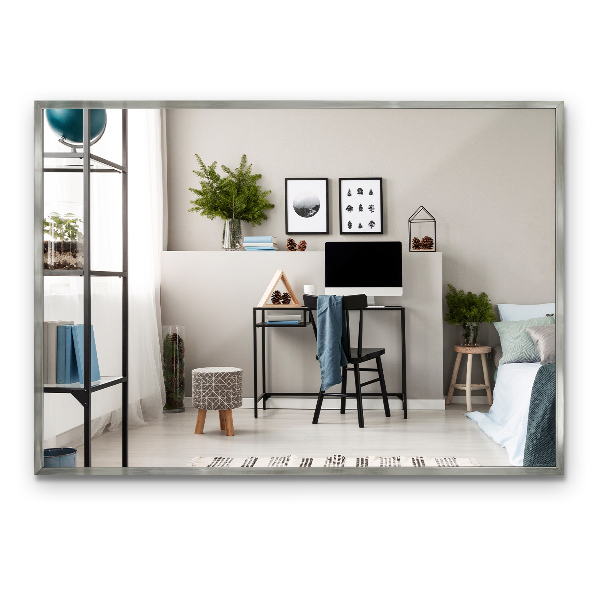 Specchio rettangolare minimalista con cornice argentata 100x70 cm