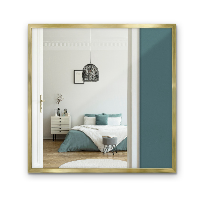Specchio quadrato minimalista con cornice dorata 50x50 cm
