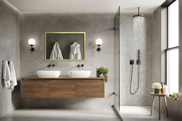 Specchio rettangolare minimalista con cornice dorata 70x50 cm