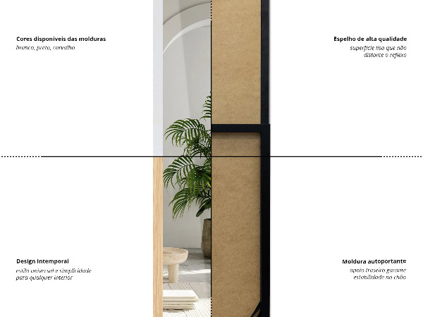 Specchio da terra bianco 36x156 cm