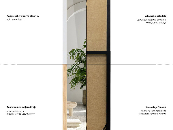 Specchio da terra rovere 36x156 cm