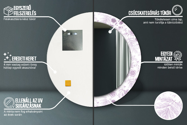 Specchio tondo con cornice stampata Teschi