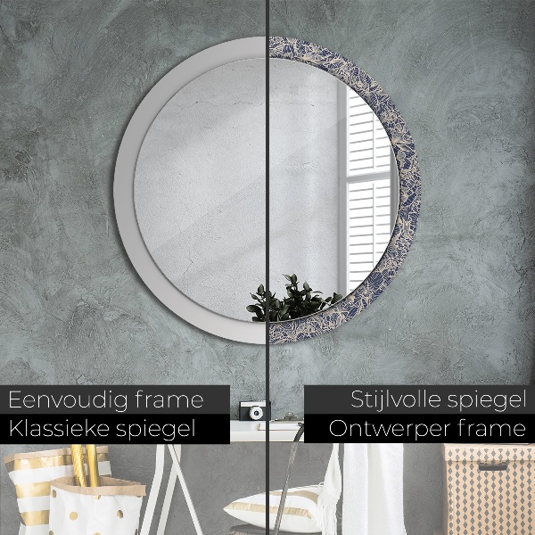 Specchio tondo con cornice stampata Fiori