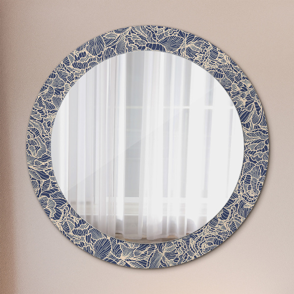 Specchio tondo con cornice stampata Fiori