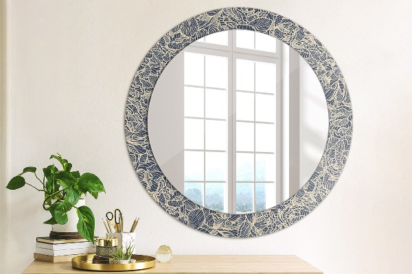 Specchio tondo con cornice stampata Fiori