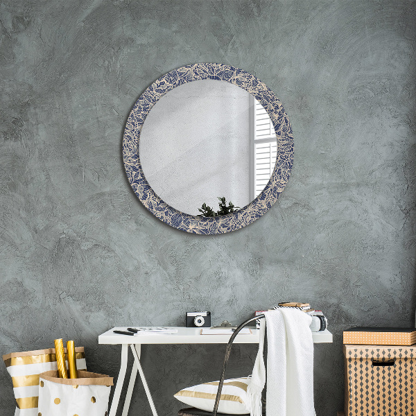 Specchio tondo con cornice stampata Fiori
