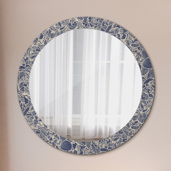 Specchio tondo con cornice stampata Fiori