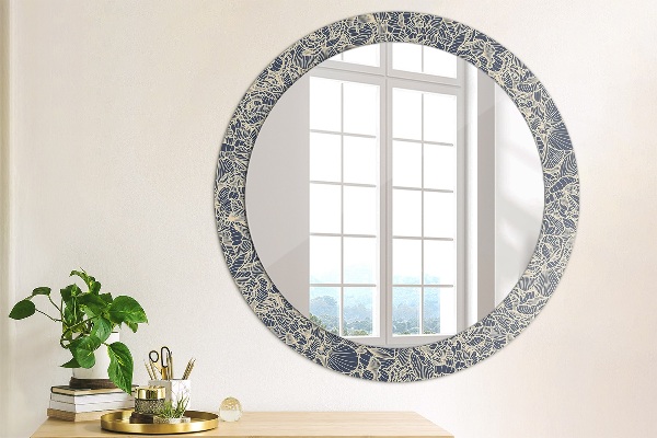 Specchio tondo con cornice stampata Fiori
