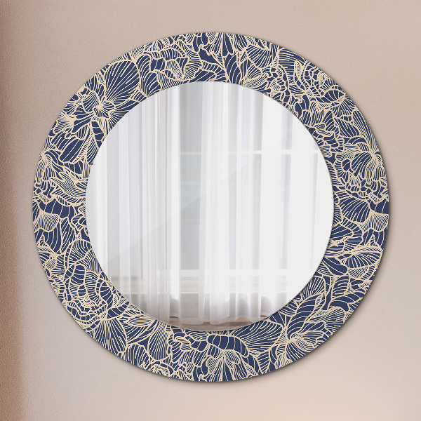 Specchio tondo con cornice stampata Fiori
