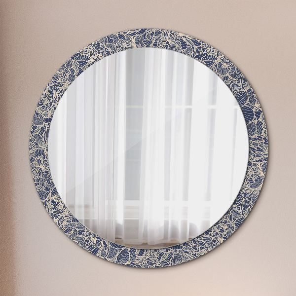 Specchio tondo con cornice stampata Fiori