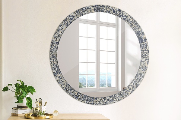 Specchio tondo con cornice stampata Fiori