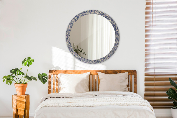 Specchio tondo con cornice stampata Fiori