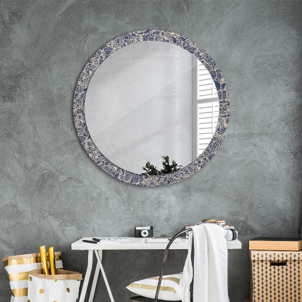 Specchio tondo con cornice stampata Fiori