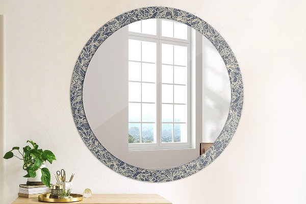 Specchio tondo con cornice stampata Fiori