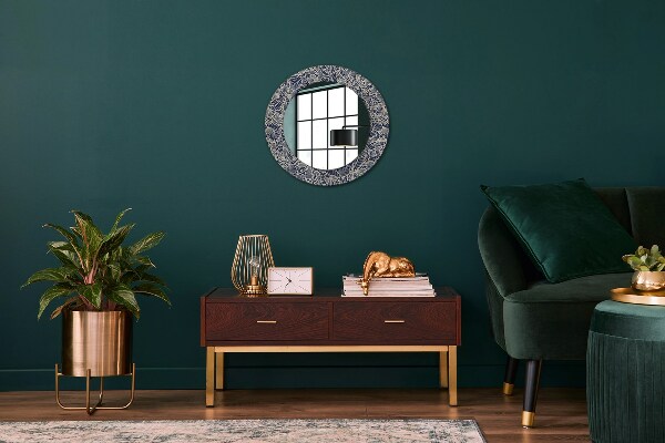 Specchio tondo con cornice stampata Fiori