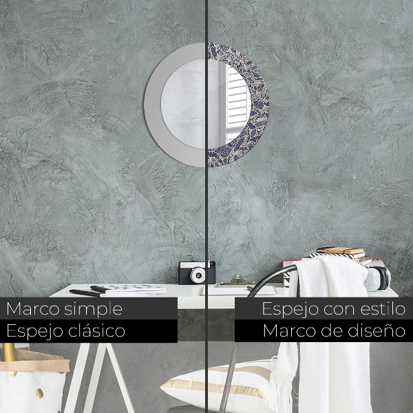 Specchio tondo con cornice stampata Fiori