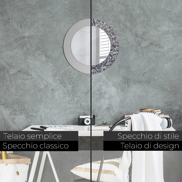 Specchio tondo con cornice stampata Fiori