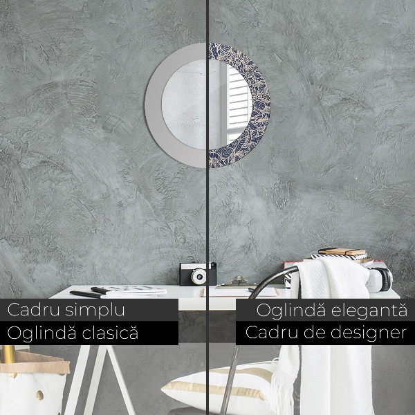 Specchio tondo con cornice stampata Fiori