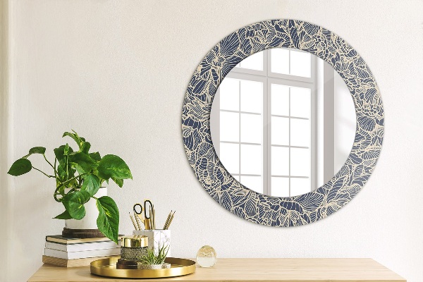 Specchio tondo con cornice stampata Fiori