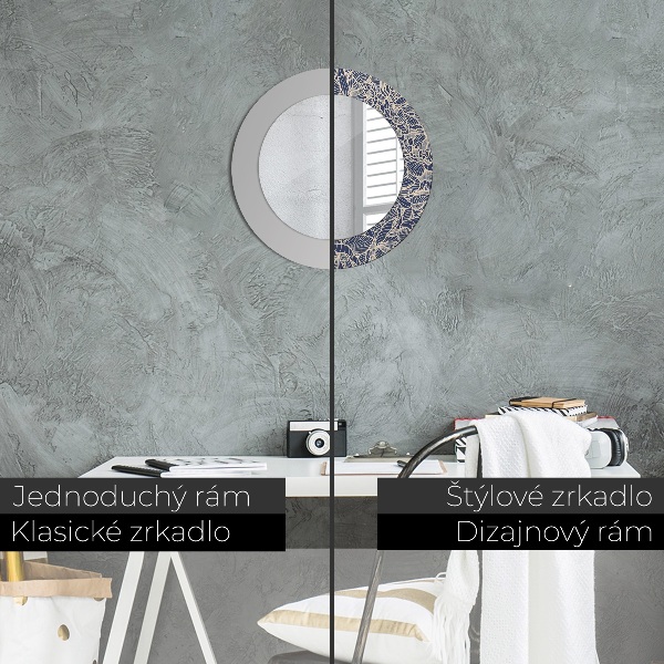 Specchio tondo con cornice stampata Fiori
