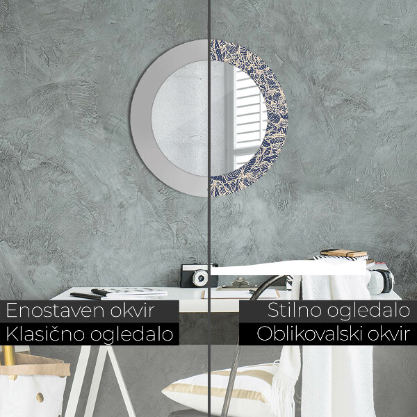 Specchio tondo con cornice stampata Fiori