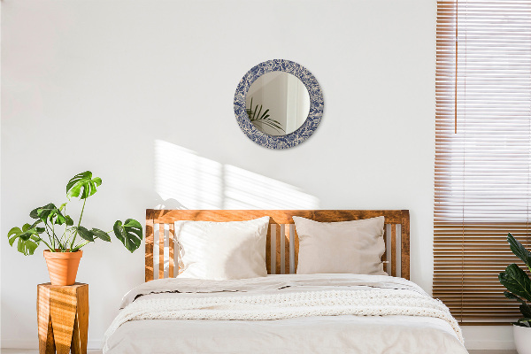 Specchio tondo con cornice stampata Fiori