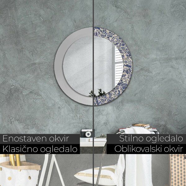 Specchio tondo con cornice stampata Fiori