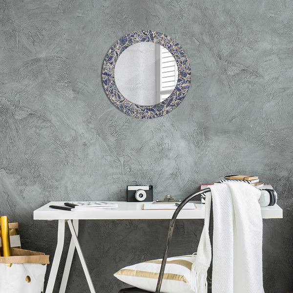 Specchio tondo con cornice stampata Fiori
