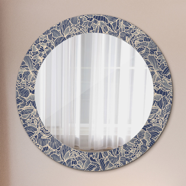Specchio tondo con cornice stampata Fiori
