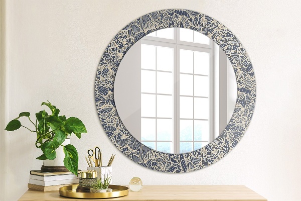 Specchio tondo con cornice stampata Fiori