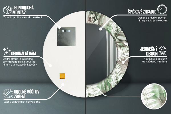 Specchio tondo decoro Foglie d'acqua