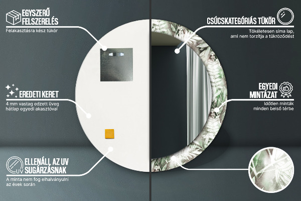 Specchio tondo decoro Foglie d'acqua