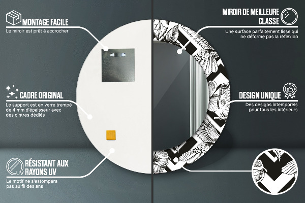 Specchio tondo decoro Colibrì