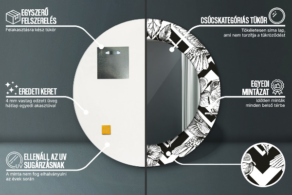 Specchio tondo decoro Colibrì