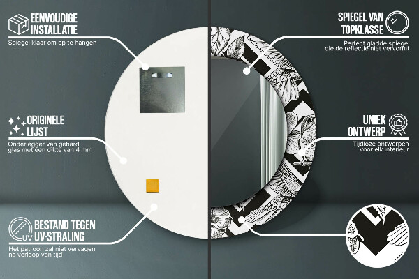 Specchio tondo decoro Colibrì