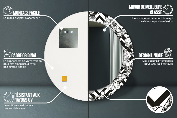 Specchio tondo decoro Colibrì