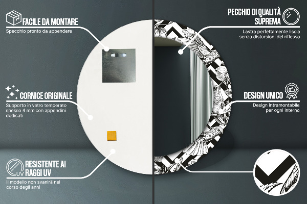 Specchio tondo decoro Colibrì