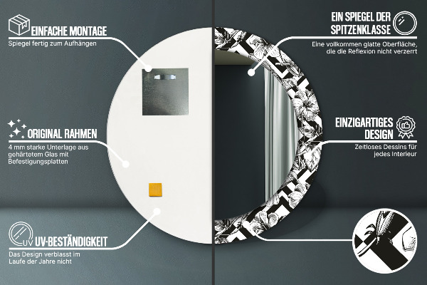 Specchio tondo decoro Colibrì