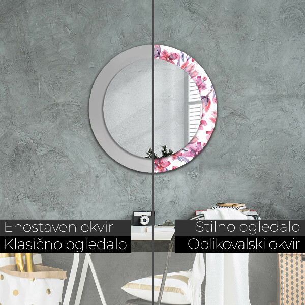 Specchio tondo decoro Fiori ad acquerello